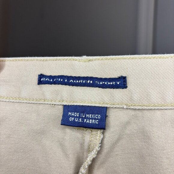 RALPH LAUREN SPORT Tan Shorts Womens 14 Chino Pockets Logo 100% Cotton Casual - Picture 6 of 7